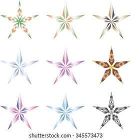 Nine different seven-pointed stars
