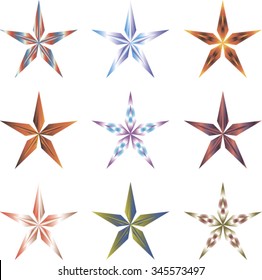 Nine different seven-pointed stars