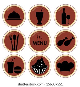 nine different silhouettes of menu elements in red circles
