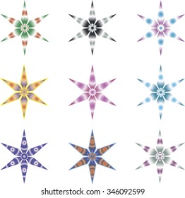 Nine different six-pointed stars