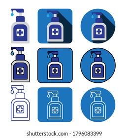 nine different style hand sanitizer bottleicon vector bundle set