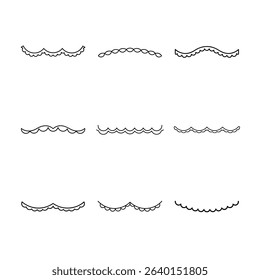 Nine different wavy border designs in black outline on white background.