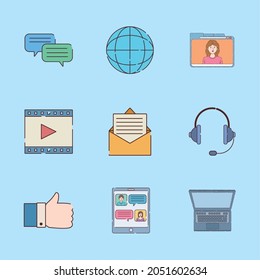 nine digital work set icons