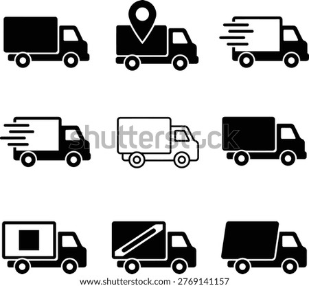 Nine distinct icons representing various delivery and truck services