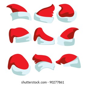 Nine drawings of red Christmas hats for Santa