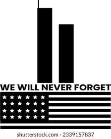 Nine eleven memorial day never forget on flag