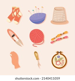 nine embroidery and weaving icons