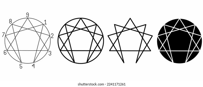 nine enneagram icon set isolated on white background