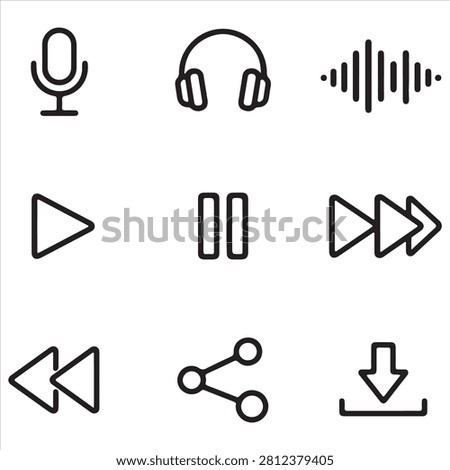 Nine essential icons for media and file interaction controls