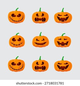  Nueve caras expresivas de Jack-o'-Lantern para Halloween