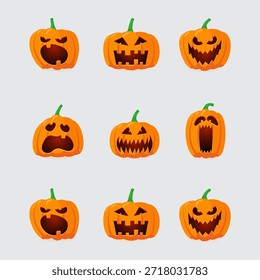  Nueve caras expresivas de Jack-o'-Lantern para Halloween