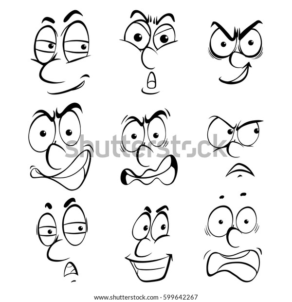 Nine Facial Expressions On White Background Stock Vector (Royalty Free ...