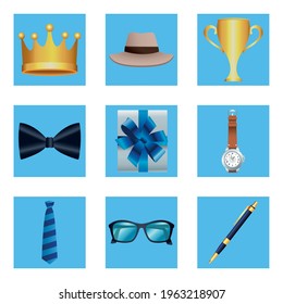 nine fathers day set icons