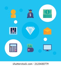 nine financial economy set icons