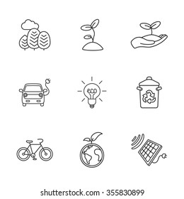 nine flat eco icons
