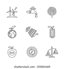 nine flat eco icons
