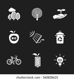 nine flat eco icons