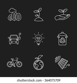 nine flat eco icons