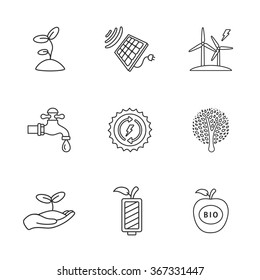 nine flat eco icons