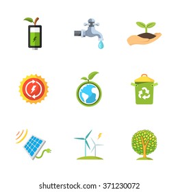 nine flat eco icons