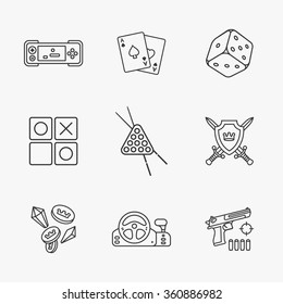 nine flat game icons