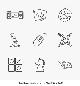 nine flat game icons
