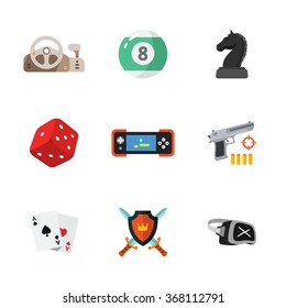 nine flat game icons