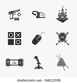 nine flat game icons