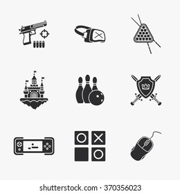 nine flat game icons