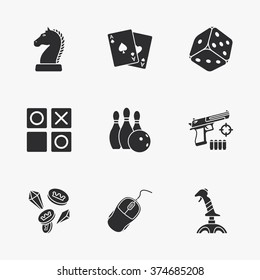 nine flat game icons