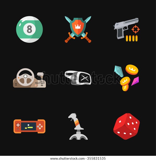 nine flat game\
icons