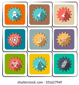 Nine flat vector science icons