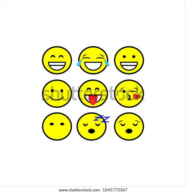 Nine Forms Emojis Emojis Messages Emojis Stock Vector (Royalty Free ...