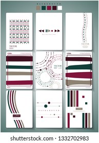 Nine frame abstract background. free form design pattern. five color.
