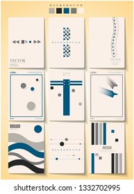 Nine frame abstract background. free form design pattern. five color.