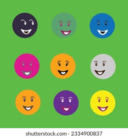 nine funny emoticon pictures with gradient color background