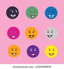 nine funny emoticon pictures with gradient color background
