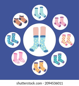 nine funny socks set icons