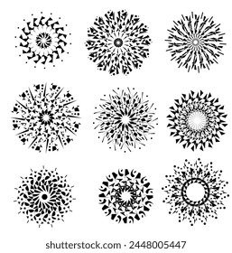 Nine Geometric mandala Line designs