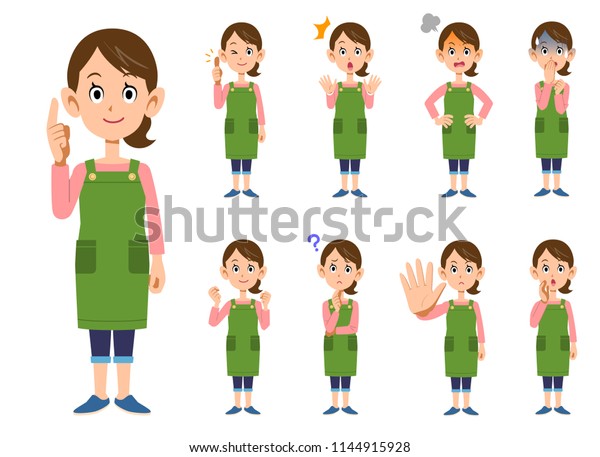 Nine Gestures Facial Expressions Woman Apron Stock Vector Royalty Free 1144915928 Shutterstock 9989