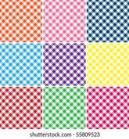 Nine Gingham Plaids Vector