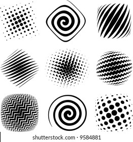 nine graphic halftone elements