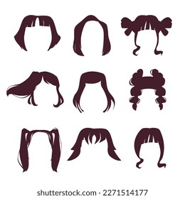 Nine hair style brown color vector