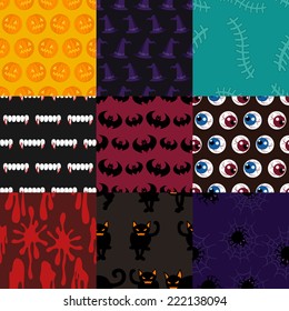 nine halloween seamless pattern series 1