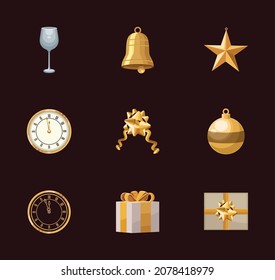 iconos felices para el año nuevo