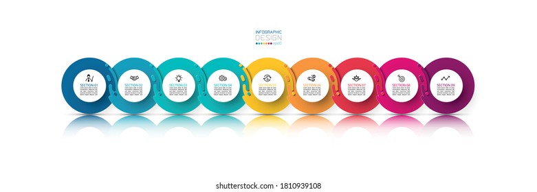 Nine harmonious circle infographics design.