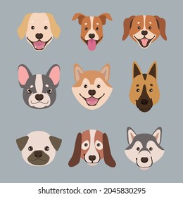 nine head dogs mascots pets characters