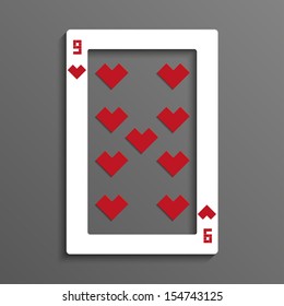Nine of hearts playing card