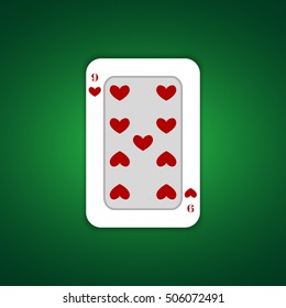 Nine of hearts playing card