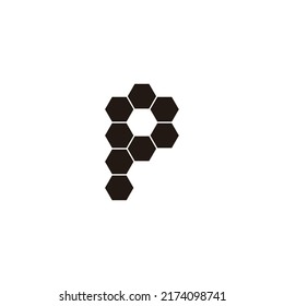 Nueve hexagones letra p símbolo geométrico simple vector